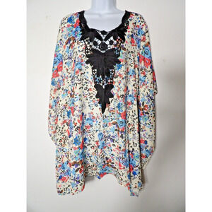 Cosita Linda Beachwear One Size Cover Up Dress Tunic kimon Floral Colorful Artsy